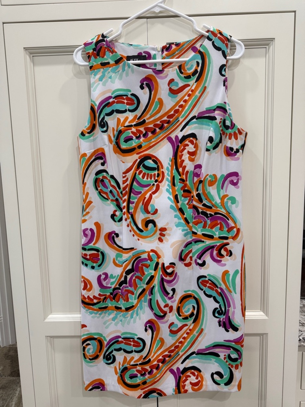ALYX Sleeveless Sheath Dress with Colorful Paisley Print Stretch Size 14